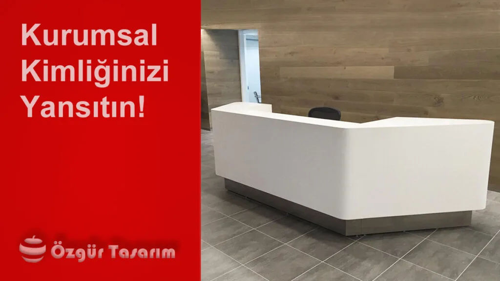 Modern ofis için tasarlanan şık Corian banko modeli