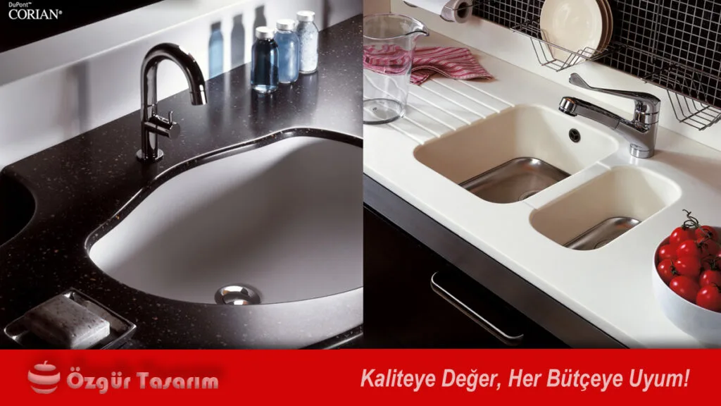 Corian tezgah fiyatlarını etkileyen farklı renk ve kalınlık seçenekleri
