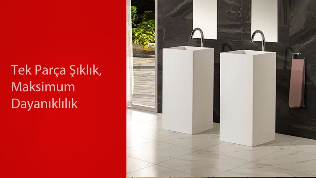Modern tasarıma sahip dayanıklı monoblok lavabo modeli