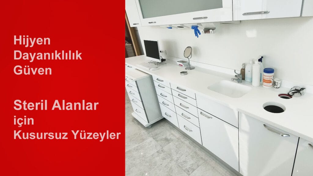 Diş hekimliği kliniği için hijyenik ve antibakteriyel Corian diş hekimliği tezgahı