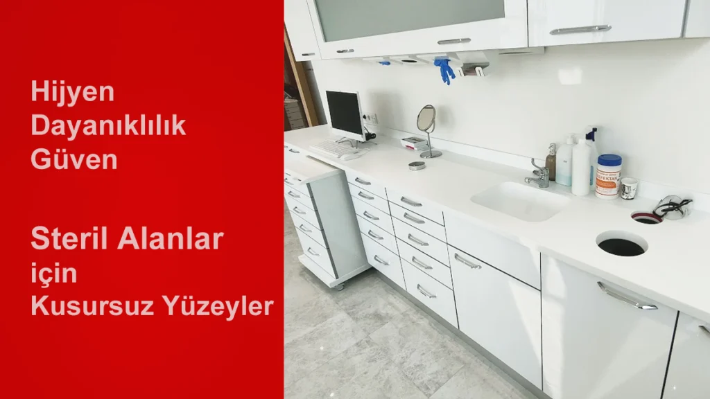 Diş hekimliği kliniği için hijyenik ve antibakteriyel Corian diş hekimliği tezgahı