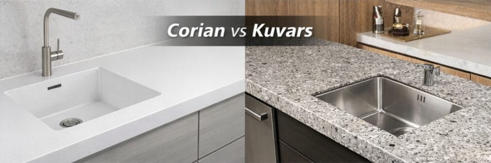 Corian ve kuvars tezgahların entegre lavabo uygulama örneği