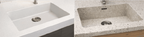 Corian tezgah ile entegre lavabo uygulaması örneği